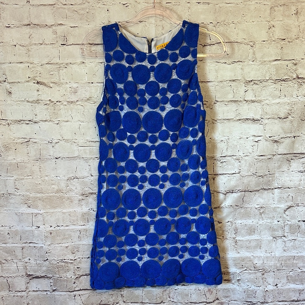 Alice + Olivia Blue Circle Pattern Mini Dress